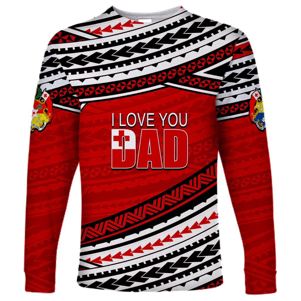 (Custom Personalised) Happy Fathers Day Tonga Long Sleeve Shirt I Love You Dad LT6 Unisex Red - Polynesian Pride