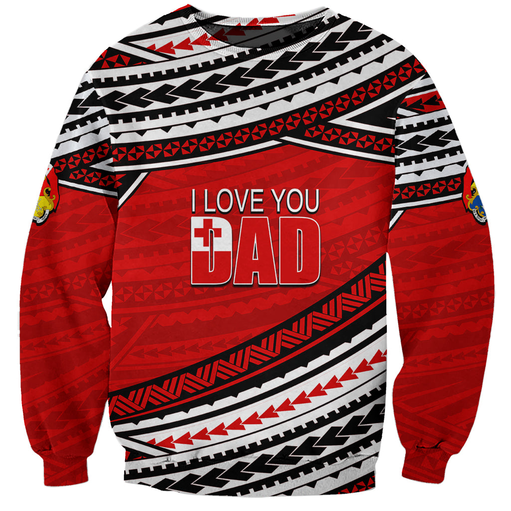 (Custom Personalised) Happy Fathers Day Tonga Sweatshirt I Love You Dad LT6 Unisex Red - Polynesian Pride