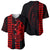 Polynesian Baseball Jersey Hawaiian Warrior and Aloha Girl With Hammerhead Shark Tattoos Red LT6 - Polynesian Pride