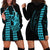 Polynesian Hoodie Dress Hawaiian Warrior and Aloha Girl With Hammerhead Shark Tattoos Light Blue LT6 - Polynesian Pride