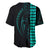 Polynesian Baseball Jersey Hawaiian Warrior and Aloha Girl With Hammerhead Shark Tattoos Turquoise LT6 - Polynesian Pride