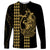 Polynesian Long Sleeve Shirt Hawaiian Warrior and Aloha Girl With Hammerhead Shark Tattoos Gold LT6 Unisex Gold - Polynesian Pride