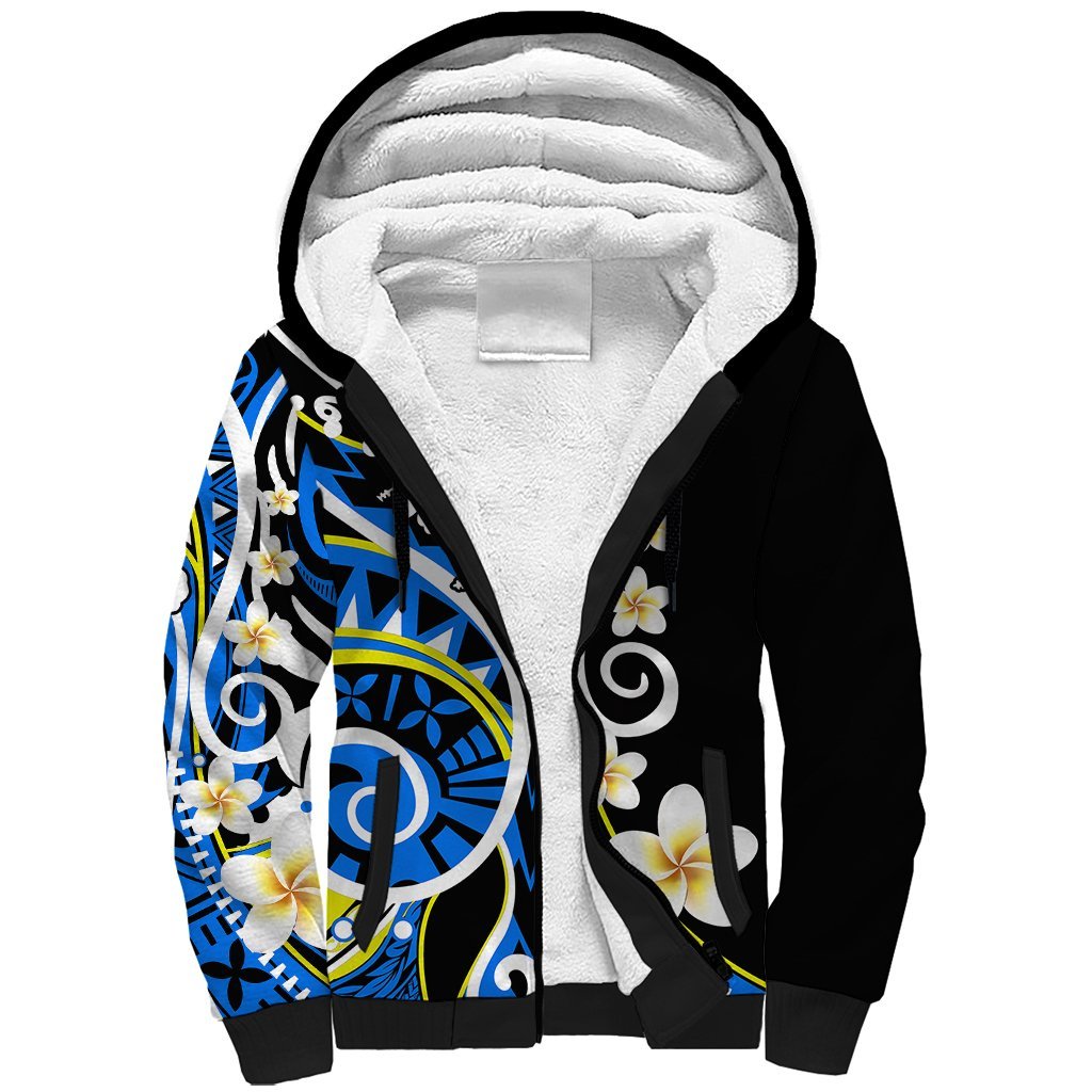 Plumeria Polynesian Sherpa Hoodie Trending Blue LT6 Unisex Blue - Polynesian Pride