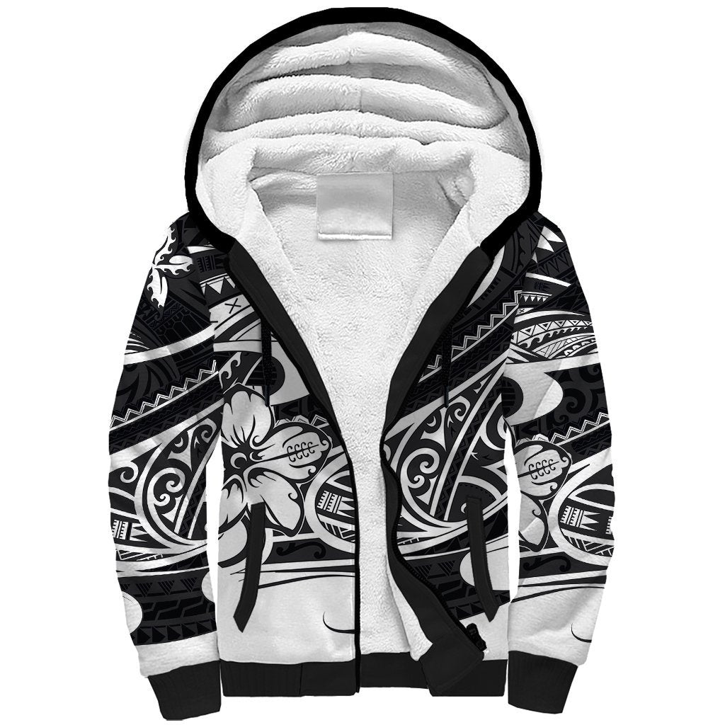 Polynesian Tribal Sherpa Hoodie Black LT6 Unisex Black - Polynesian Pride