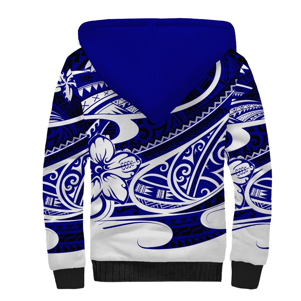 Polynesian Tribal Sherpa Hoodie Blue LT6 - Polynesian Pride