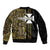 Custom Wallis and Futuna Sleeve Zip Bomber Jacket Polynesian Tribal Gold LT6 - Polynesian Pride