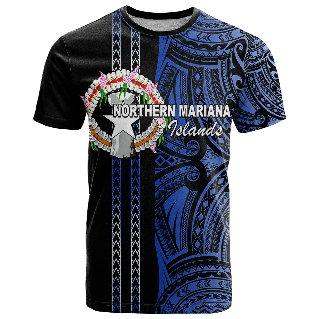 Custom Northern Mariana Islands T Shirt Polynesian Tribal LT6 Blue - Polynesian Pride