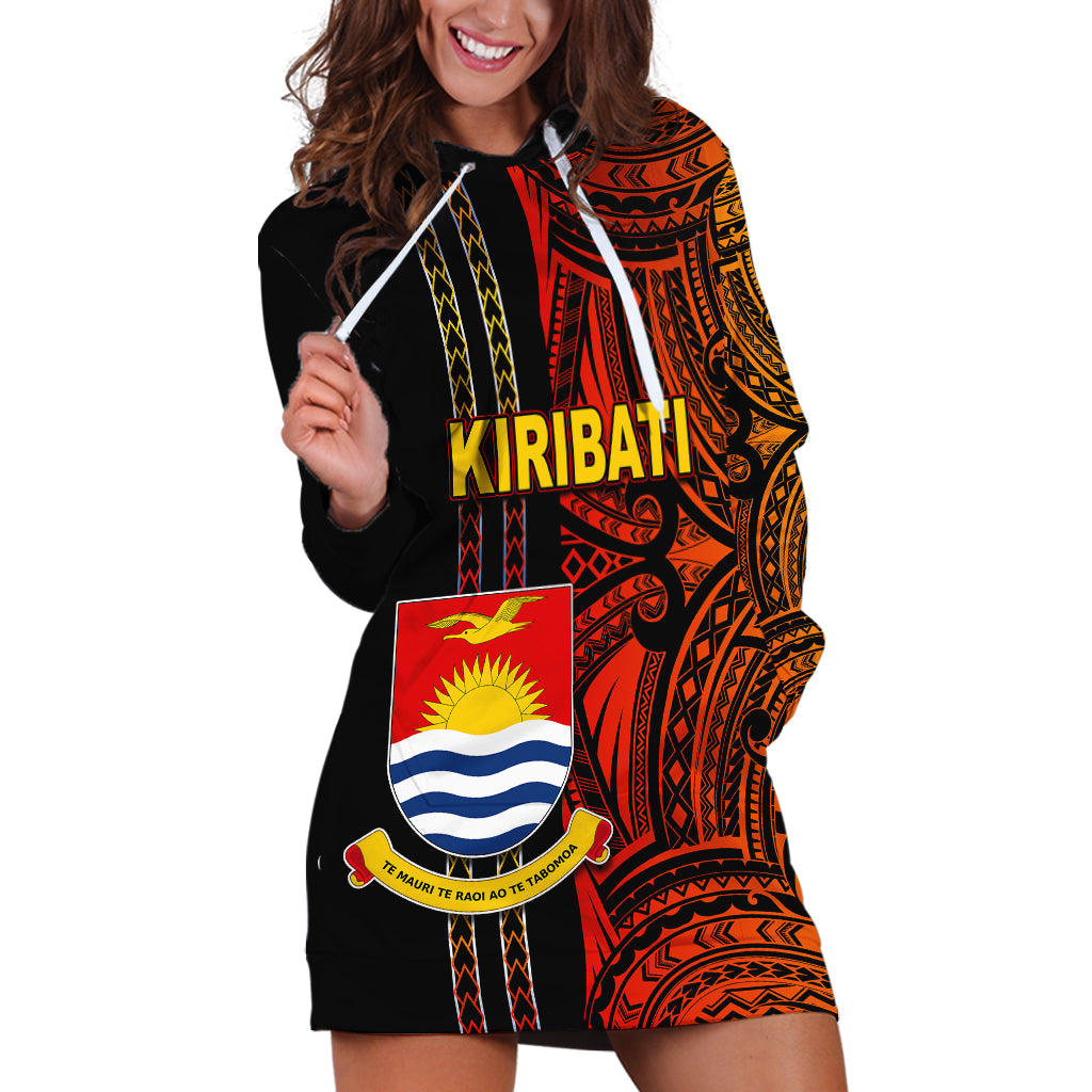 Custom Kiribati Hoodie Dress Polynesian Tribal LT6 Red - Polynesian Pride