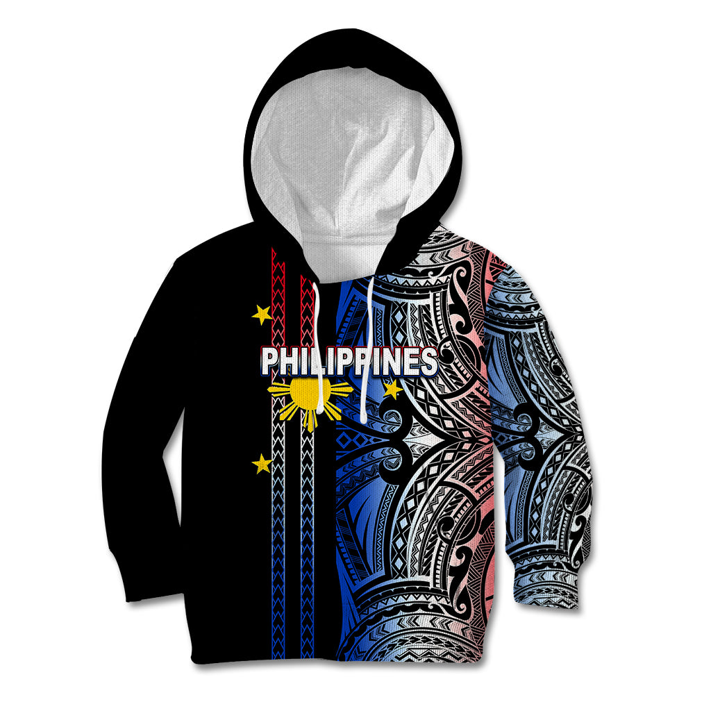 Custom Philippines Kid Hoodie Polynesian Tribal Black LT6 Black - Polynesian Pride