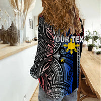 Custom Philippines Women Casual Shirt Polynesian Tribal Black LT6 - Polynesian Pride