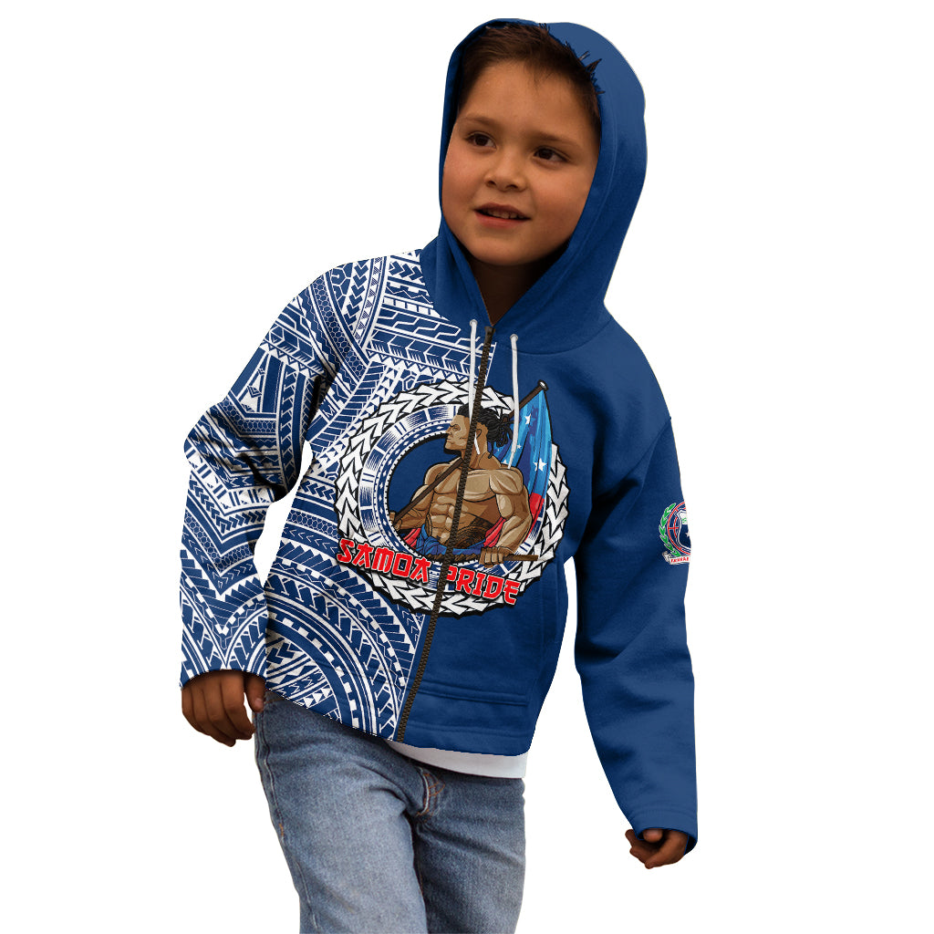 (Custom Personalised) Samoa Pride Kid Hoodie Polynesian Patterns Blue LT6 - Polynesian Pride