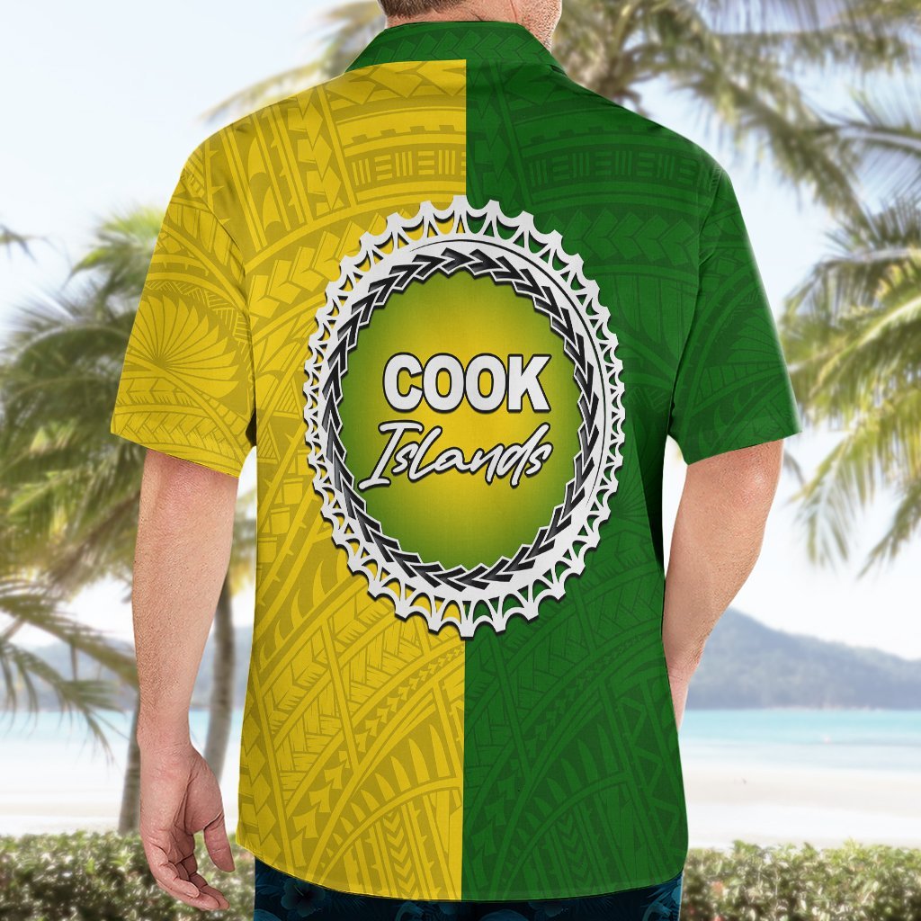 Cook Islands Hawaiian Shirt Yellow-Green Half Style LT6 - Polynesian Pride