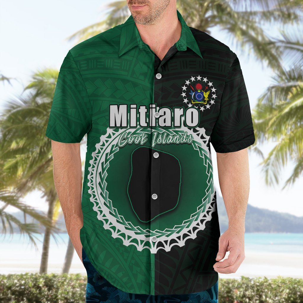 Custom Mitiaro Of Cook Islands Hawaiian Shirt Mix Half Black LT6 - Polynesian Pride