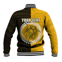 Custom Atutaki Of Cook Islands Baseball Jacket Mix Half Black LT6 - Polynesian Pride