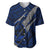 Polynesian Guam Baseball Jersey with Coat Of Arms Claws Style - Blue LT6 Blue - Polynesian Pride