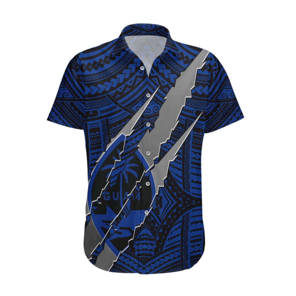 Polynesian Guam Hawaiian Shirt with Coat Of Arms Claws Style - Blue LT6 Blue - Polynesian Pride