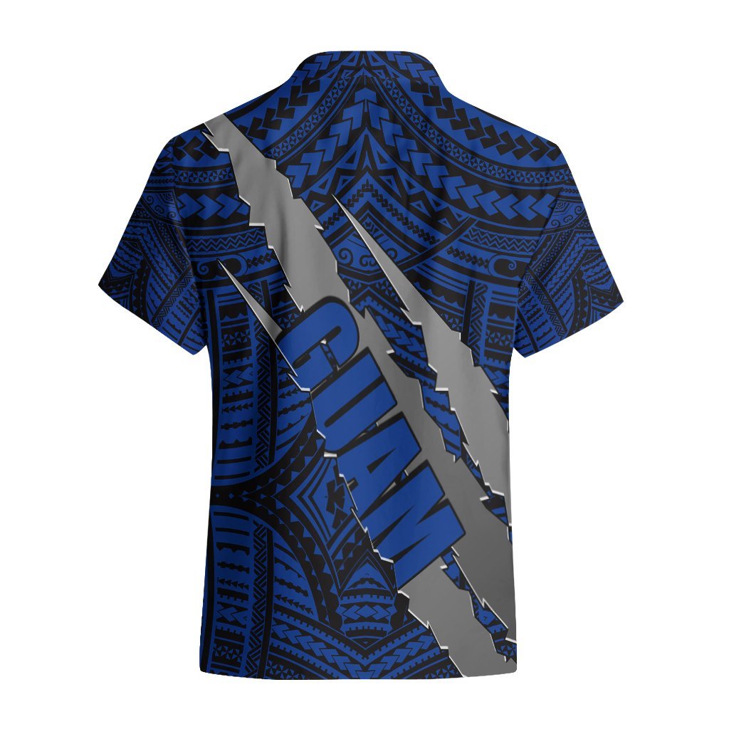 Polynesian Guam Hawaiian Shirt with Coat Of Arms Claws Style - Blue LT6 - Polynesian Pride