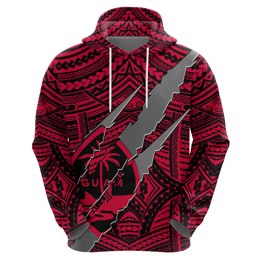 Polynesian Guam Hoodie with Coat of Arms Claws Style Red LT6 - Polynesian Pride