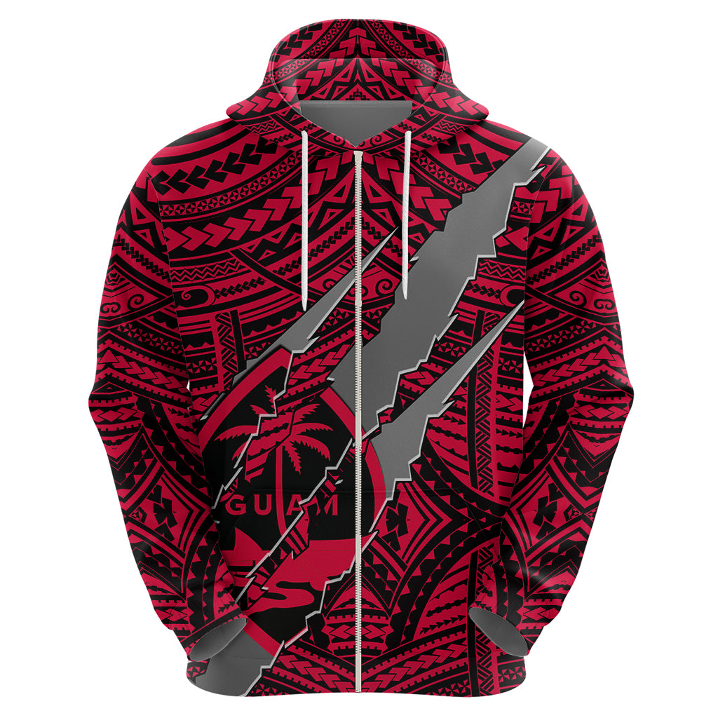 Polynesian Guam Hoodie with Coat of Arms Claws Style Red LT6 - Polynesian Pride