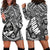 Polynesian Guam Hoodie Dress with Coat Of Arms Claws Style - White LT6 - Polynesian Pride