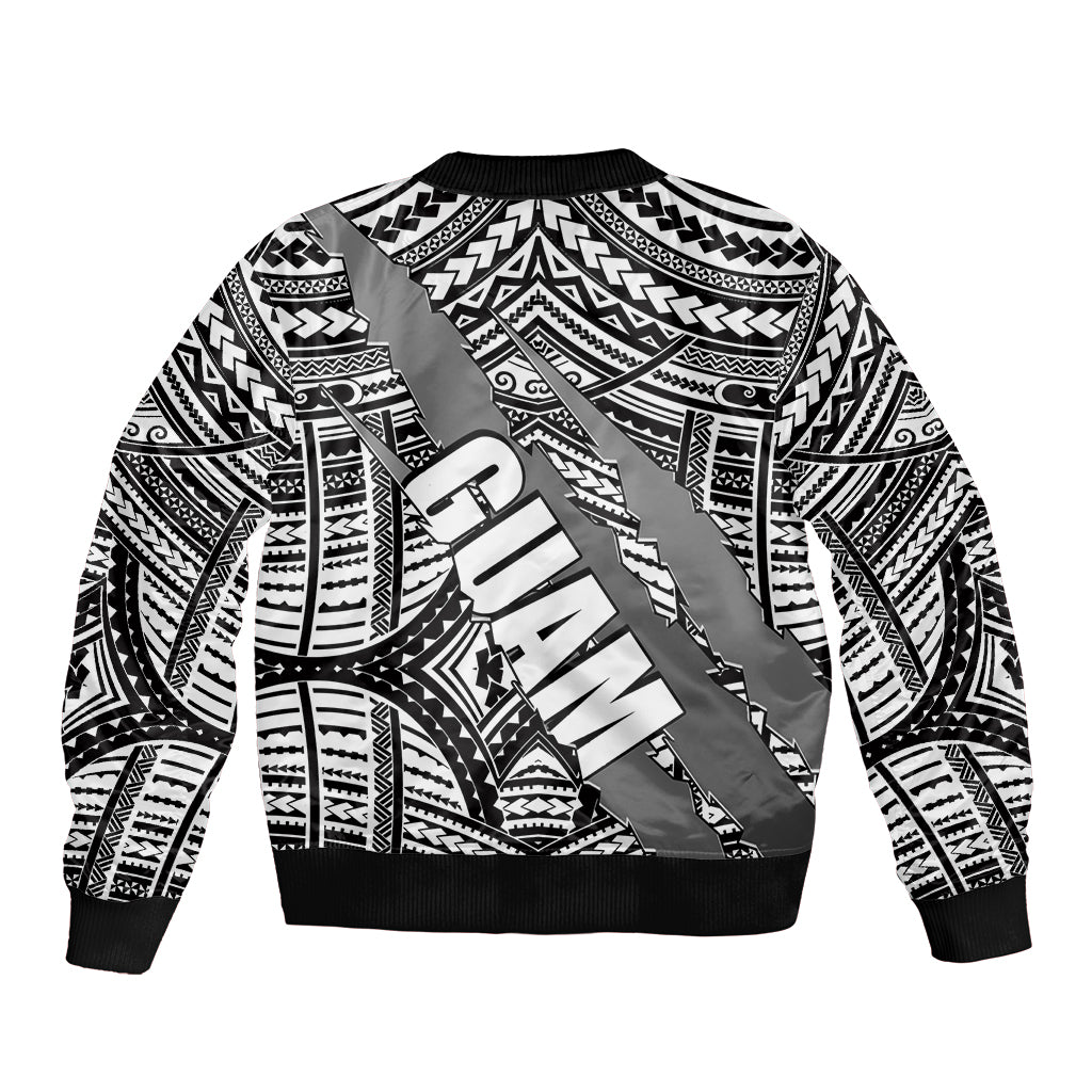Polynesian Guam Sleeve Zip Bomber Jacket with Coat Of Arms Claws Style - White LT6 - Polynesian Pride