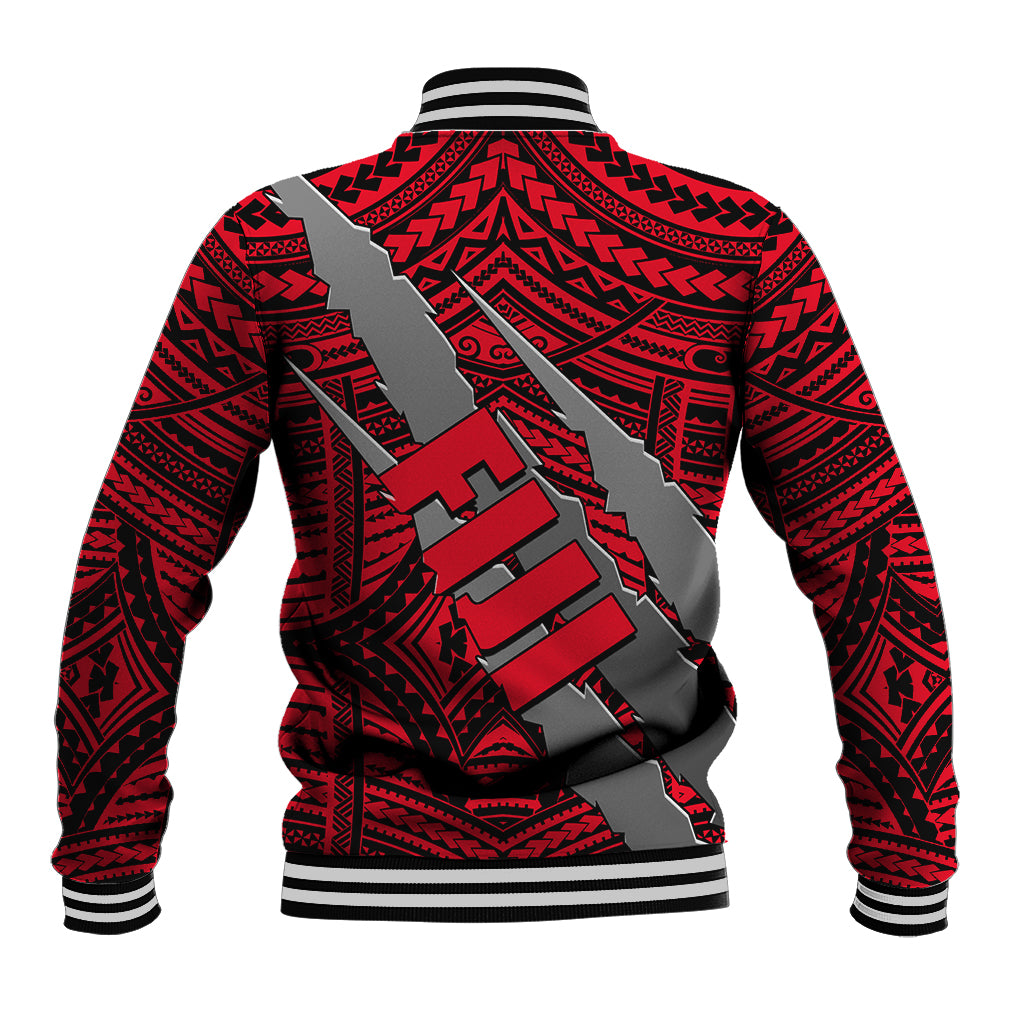 Polynesian Fiji Baseball Jacket with Coat Of Arms Claws Style - Red LT6 - Polynesian Pride