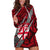 Polynesian Fiji Hoodie Dress with Coat Of Arms Claws Style - Red LT6 Red - Polynesian Pride