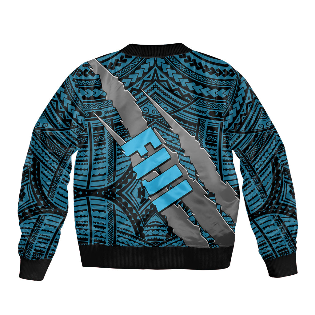 Polynesian Fiji Bomber Jacket with Coat Of Arms Claws Style - Blue LT6 - Polynesian Pride