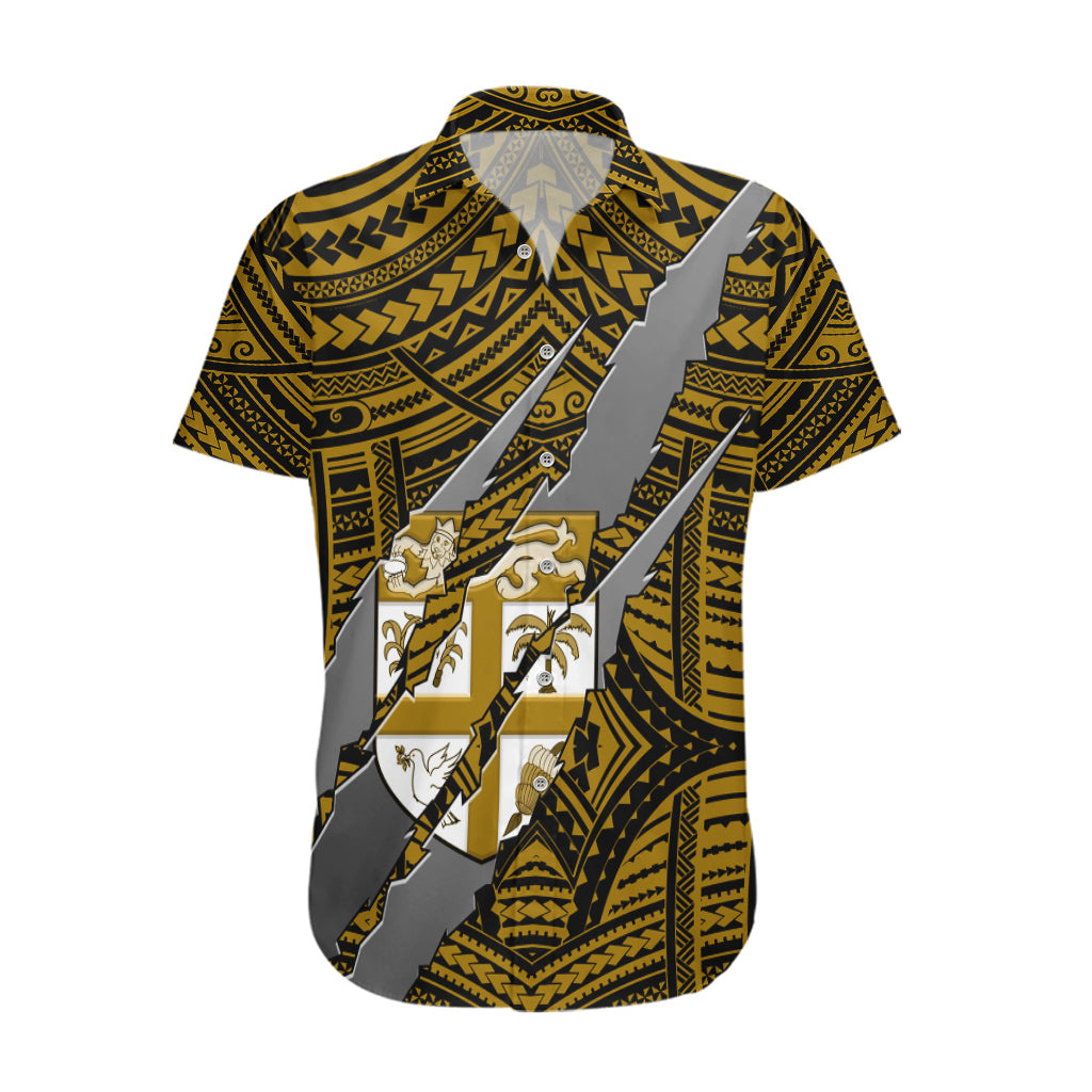 Polynesian Fiji Hawaiian Shirt with Coat Of Arms Claws Style - Gold LT6 Gold - Polynesian Pride