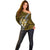 Polynesian Fiji Off Shoulder Sweater with Coat Of Arms Claws Style - Gold LT6 - Polynesian Pride