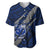 Polynesian Samoa Baseball Jersey with Coat Of Arms Claws Style - Blue LT6 Blue - Polynesian Pride