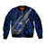 Polynesian Samoa Sleeve Zip Bomber Jacket with Coat Of Arms Claws Style - Blue LT6 Unisex Blue - Polynesian Pride