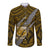 Polynesian Samoa Long Sleeve Button Shirt with Coat Of Arms Claws Style - Gold LT6 Unisex Gold - Polynesian Pride