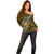 Polynesian Samoa Off Shoulder Sweater with Coat Of Arms Claws Style - Gold LT6 - Polynesian Pride