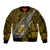 Polynesian Samoa Sleeve Zip Bomber Jacket with Coat Of Arms Claws Style - Gold LT6 Unisex Gold - Polynesian Pride