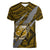 Polynesian Samoa Women V Neck T Shirt with Coat Of Arms Claws Style - Gold LT6 Female Gold - Polynesian Pride