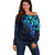 Matariki New Zealand Off Shoulder Sweater Maori New Year Galaxy Sky Blue LT6 Women blue - Polynesian Pride