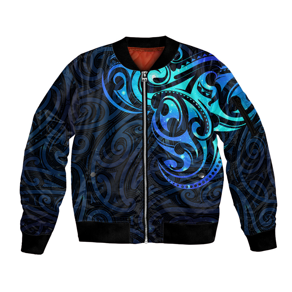 Matariki New Zealand Sleeve Zip Bomber Jacket Maori New Year Galaxy Sky Blue LT6 Unisex blue - Polynesian Pride