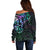 Matariki New Zealand Off Shoulder Sweater Maori New Year Galaxy Sky Green LT6 - Polynesian Pride