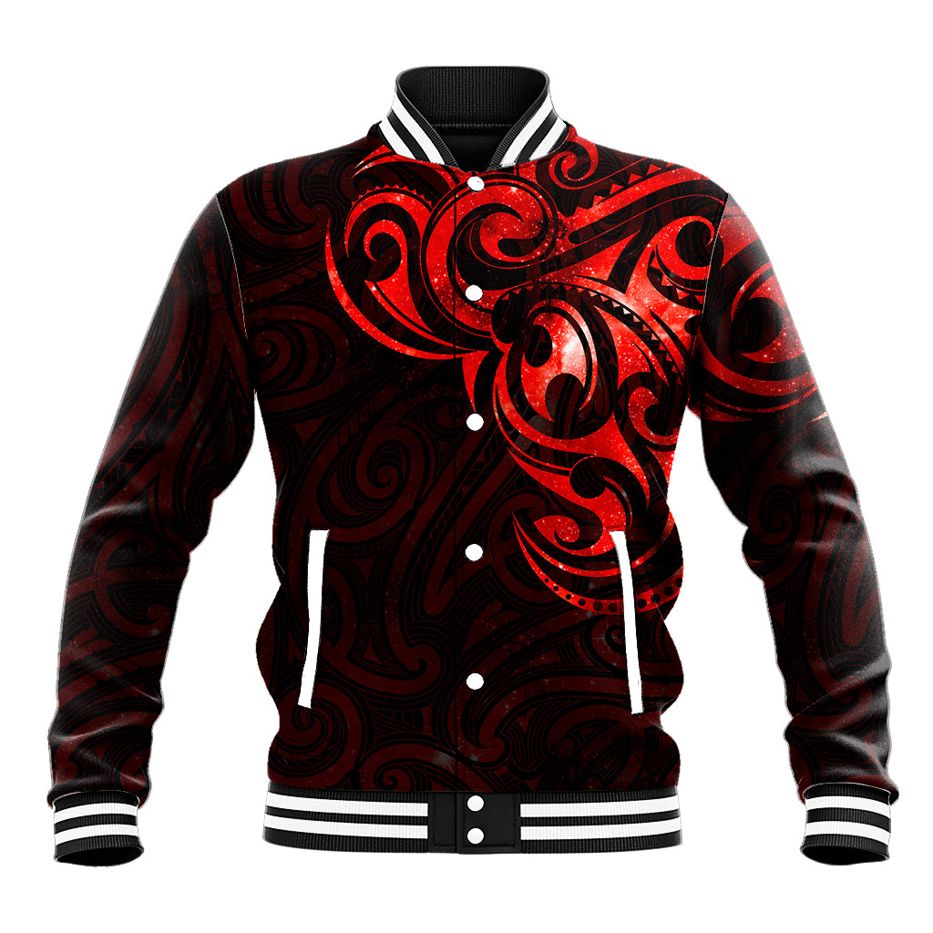 New Zealand Baseball Jacket Maori Matariki Galaxy Sky Red LT6 Unisex Red - Polynesian Pride