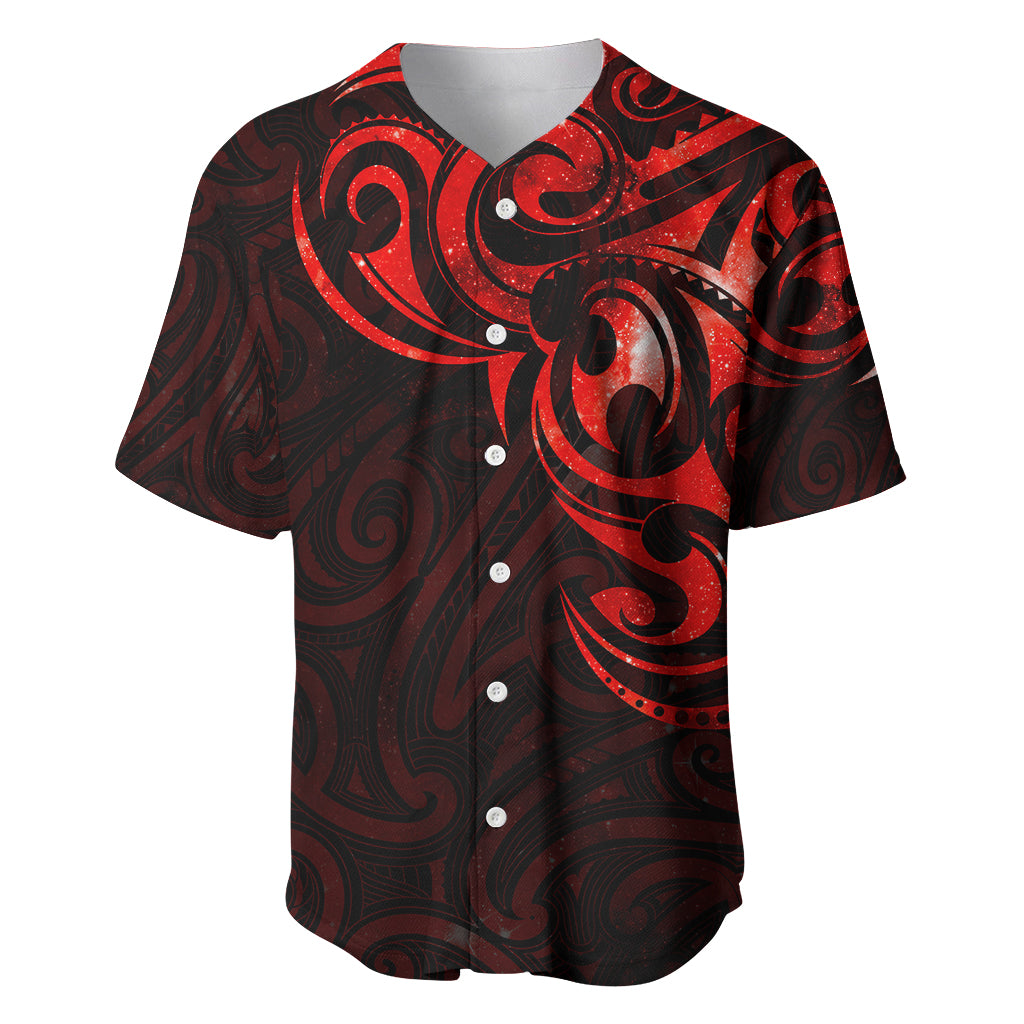 New Zealand Baseball Jersey Maori Matariki Galaxy Sky Red LT6 Red - Polynesian Pride