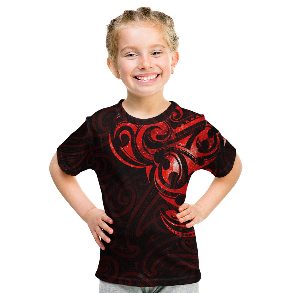 New Zealand Kid T Shirt Maori Matariki Galaxy Sky Red LT6 Red - Polynesian Pride