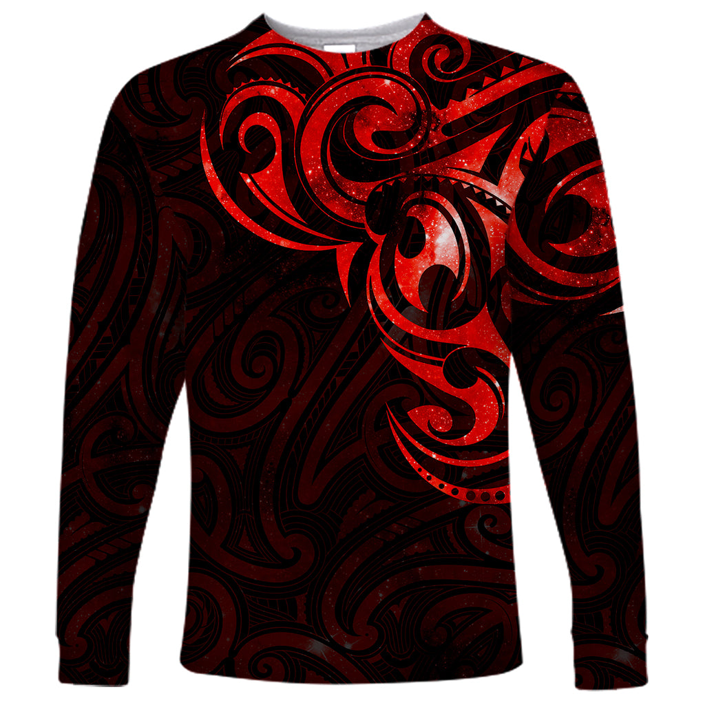 New Zealand Long Sleeve Shirt Maori Matariki Galaxy Sky Red LT6 Unisex Red - Polynesian Pride