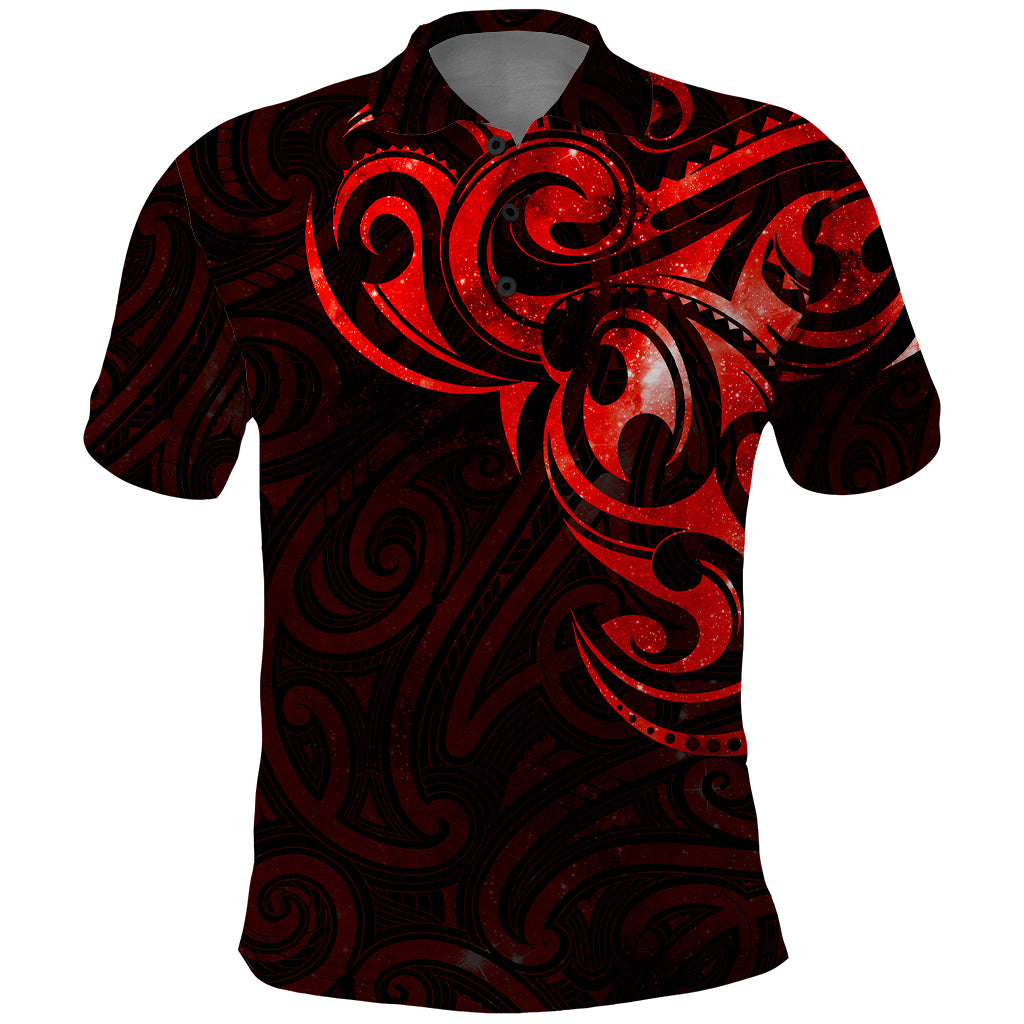 New Zealand Polo Shirt - Maori Matariki - Galaxy Sky - Red - LT6 Red - Polynesian Pride