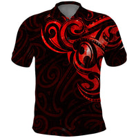 New Zealand Polo Shirt - Maori Matariki - Galaxy Sky - Red - LT6 Red - Polynesian Pride