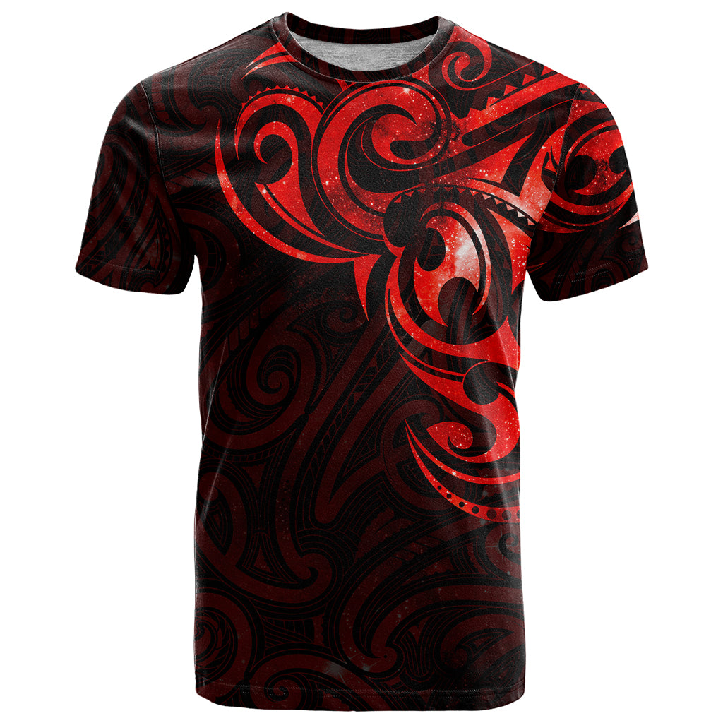 New Zealand T Shirt Maori Matariki Galaxy Sky Red LT6 Red - Polynesian Pride