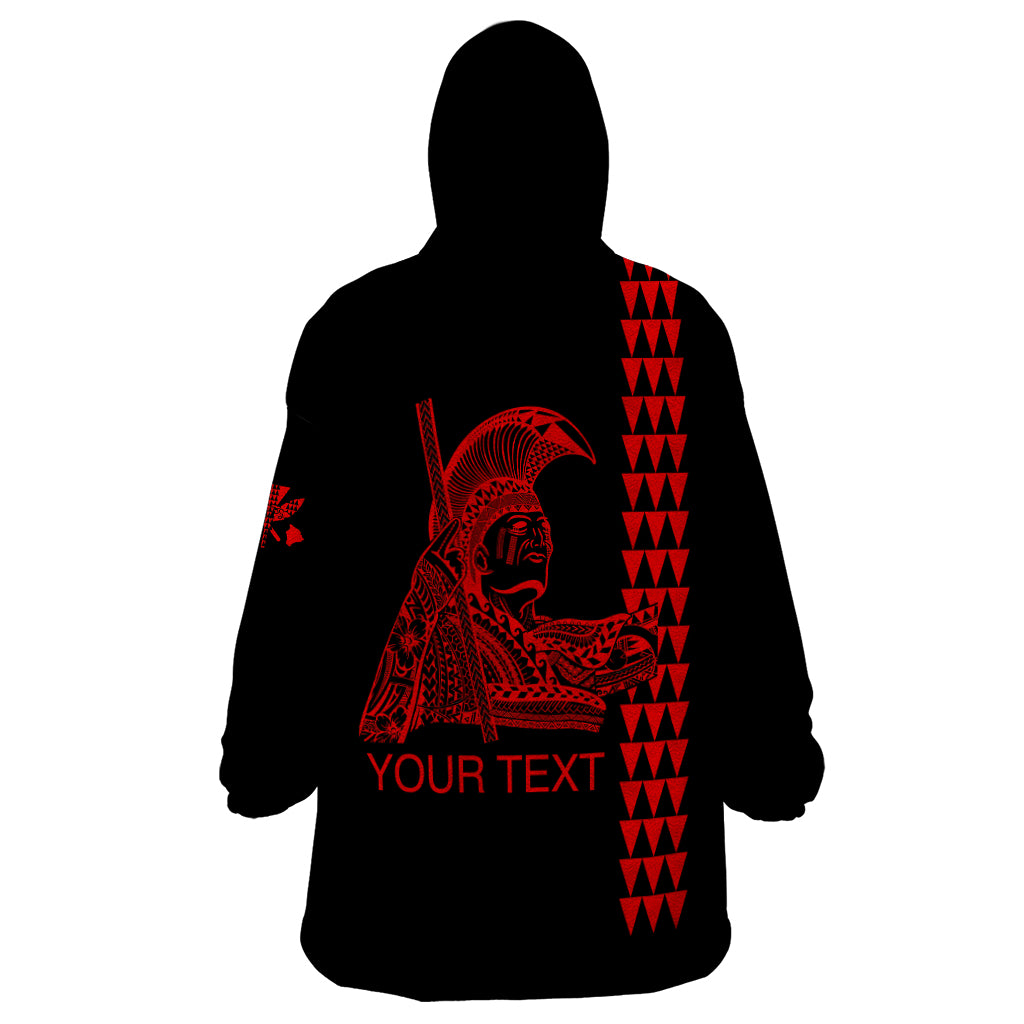 Custom Hawaii Wearable Blanket Hoodie King Kamehameha Day - Red LT6 - Polynesian Pride
