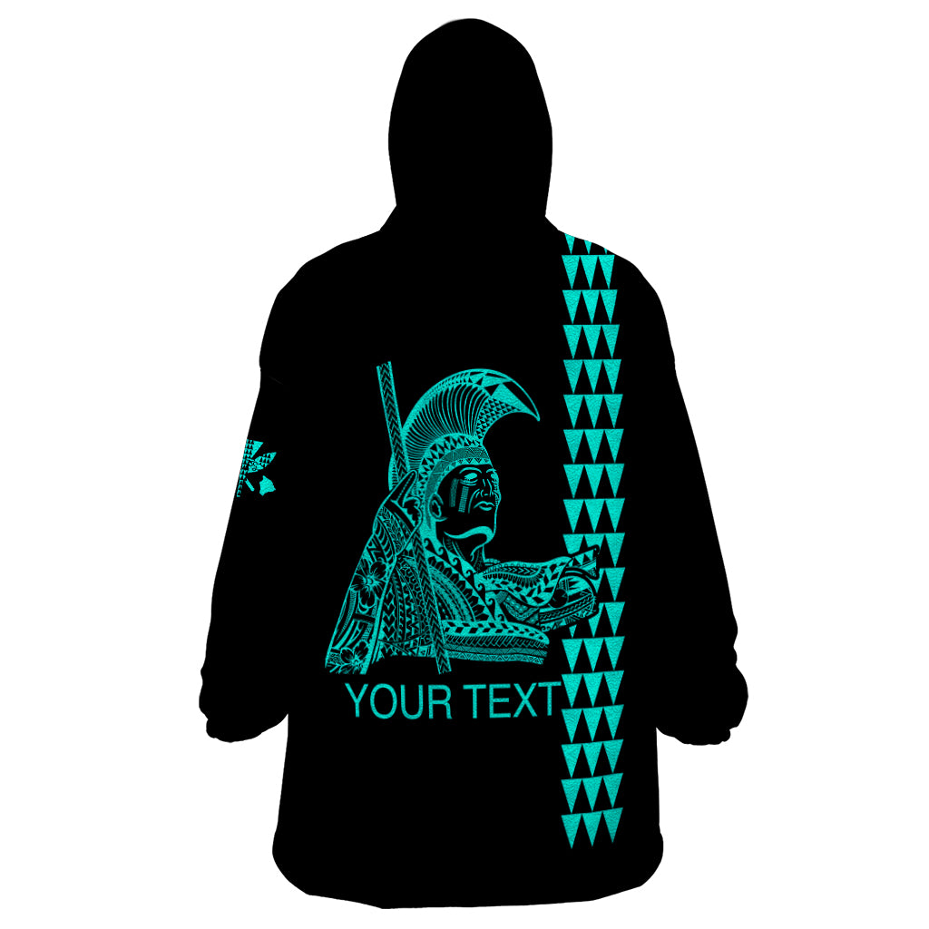 Custom Hawaii Wearable Blanket Hoodie King Kamehameha Day - Green LT6 - Polynesian Pride