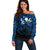 Matariki New Zealand Off Shoulder Sweater Maori New Year Blue LT6 Women Blue - Polynesian Pride