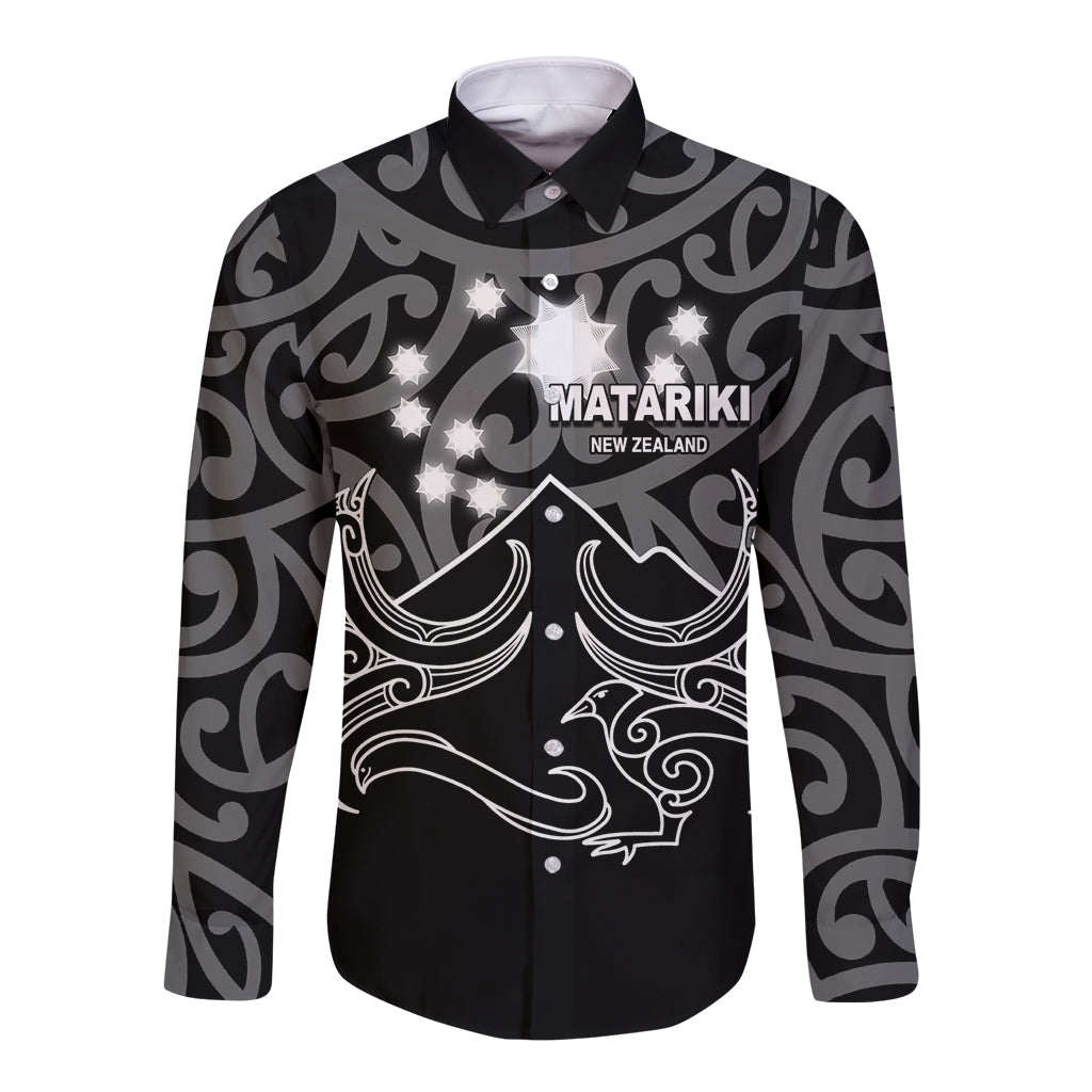 Matariki New Zealand Long Sleeve Button Shirt Maori New Year White LT6 Unisex White - Polynesian Pride